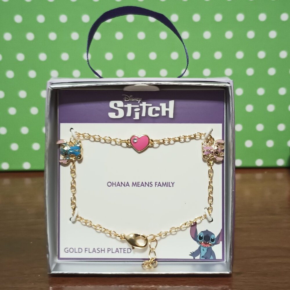 NWT ~ Disney's Lilo & Stitch 18k Gold Plated Station Bracelet